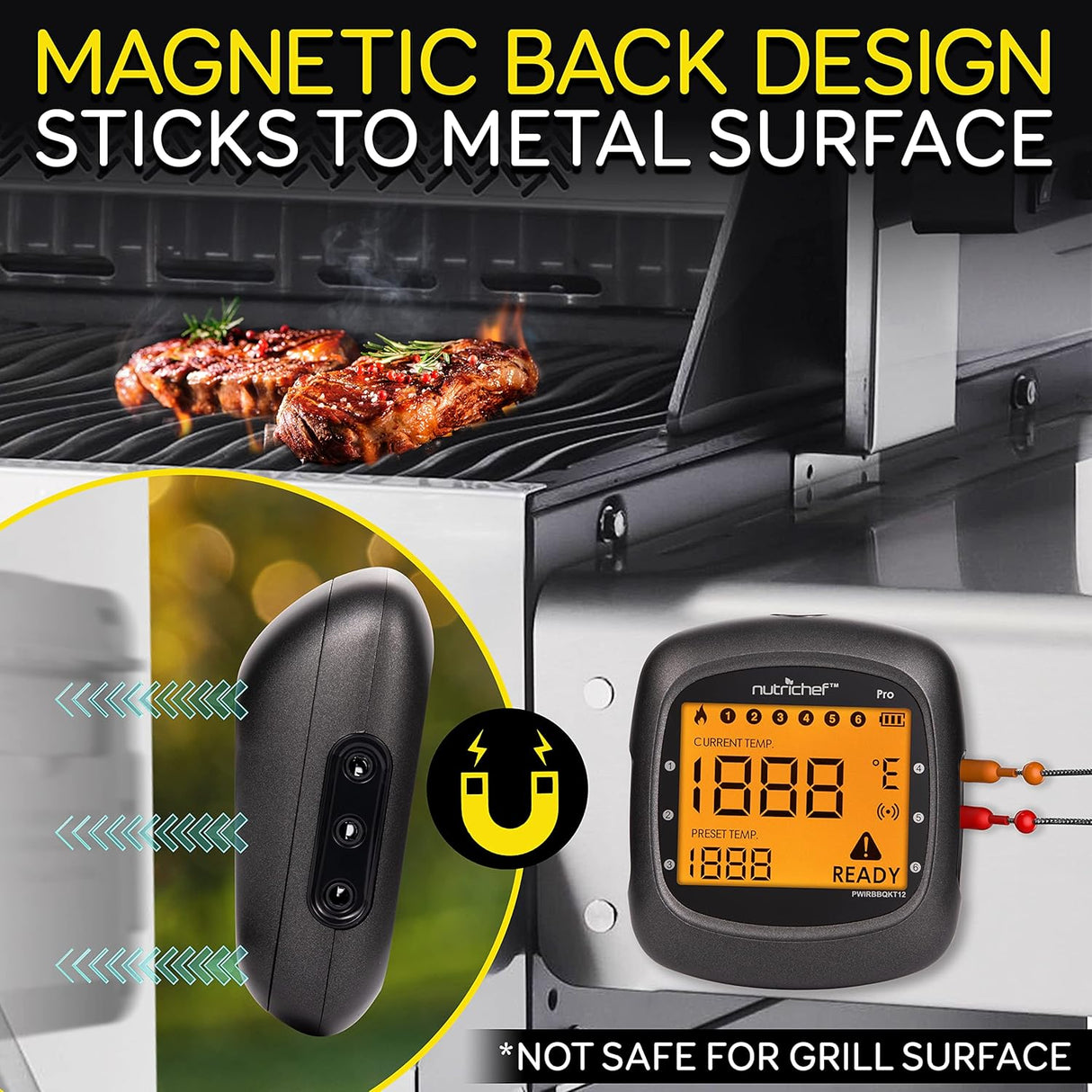 Termómetro inteligente  para barbacoa NutriChef PWIRBBQKT12