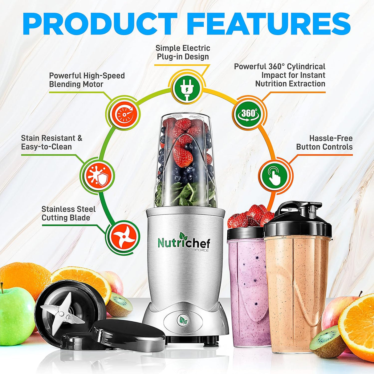 Licuadora eléctrica personal NutriChef NCBL12