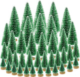 Yookat 40 Piezas Mini Árboles de Navidad con Base de Madera