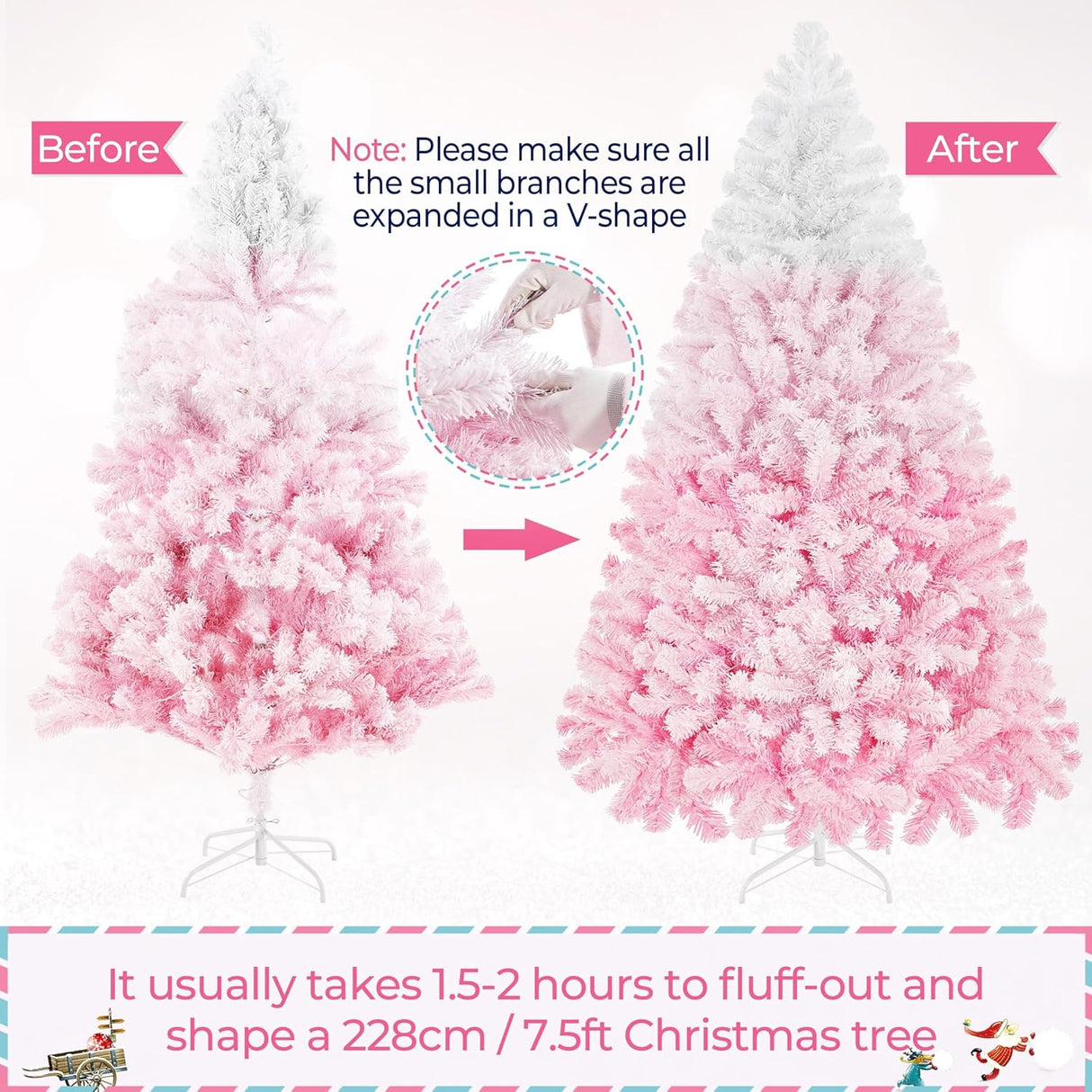 Árbol de Navidad artificial Yaheetech 7.5ft con luces blancas