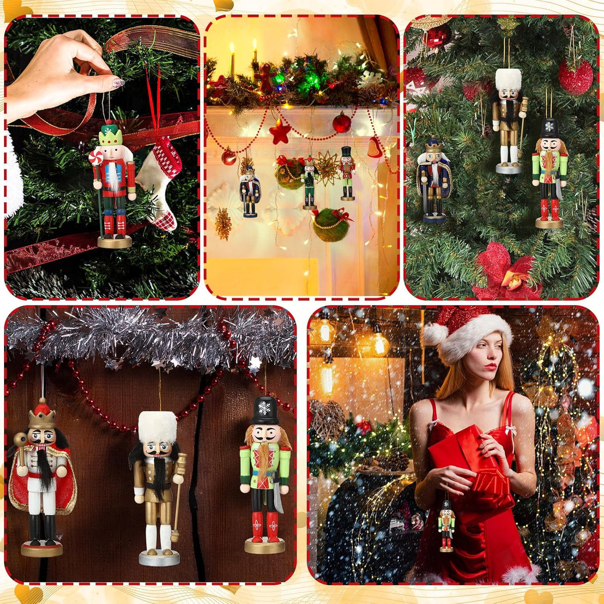 Adornos Navideños Syhood 10 Pcs Nutcrackers de Madera 5
