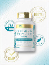 Suplemento de colágeno con ácido hialurónico 500 mg  90 cáp