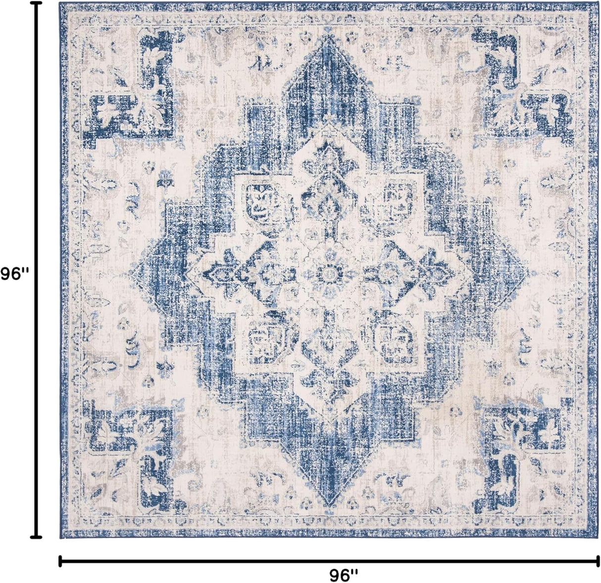 Alfombra de área cuadrada, diseño de medallón, modelo BNT865A