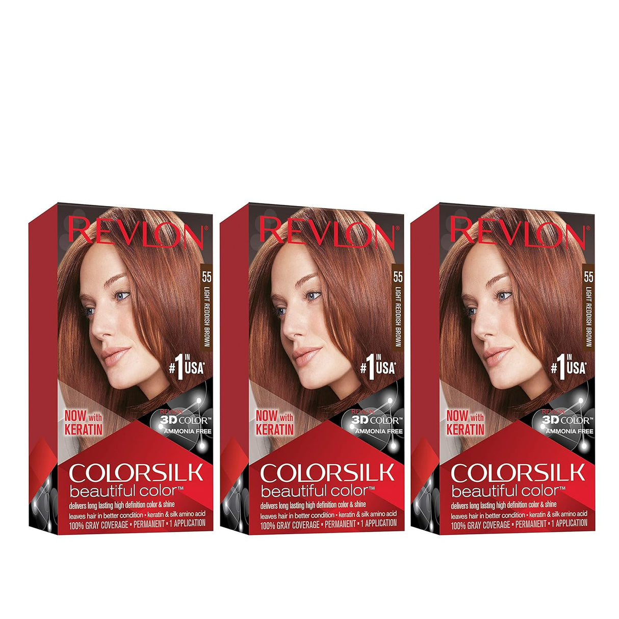 Tinte permanente para el cabello marrón rojizo claro 55