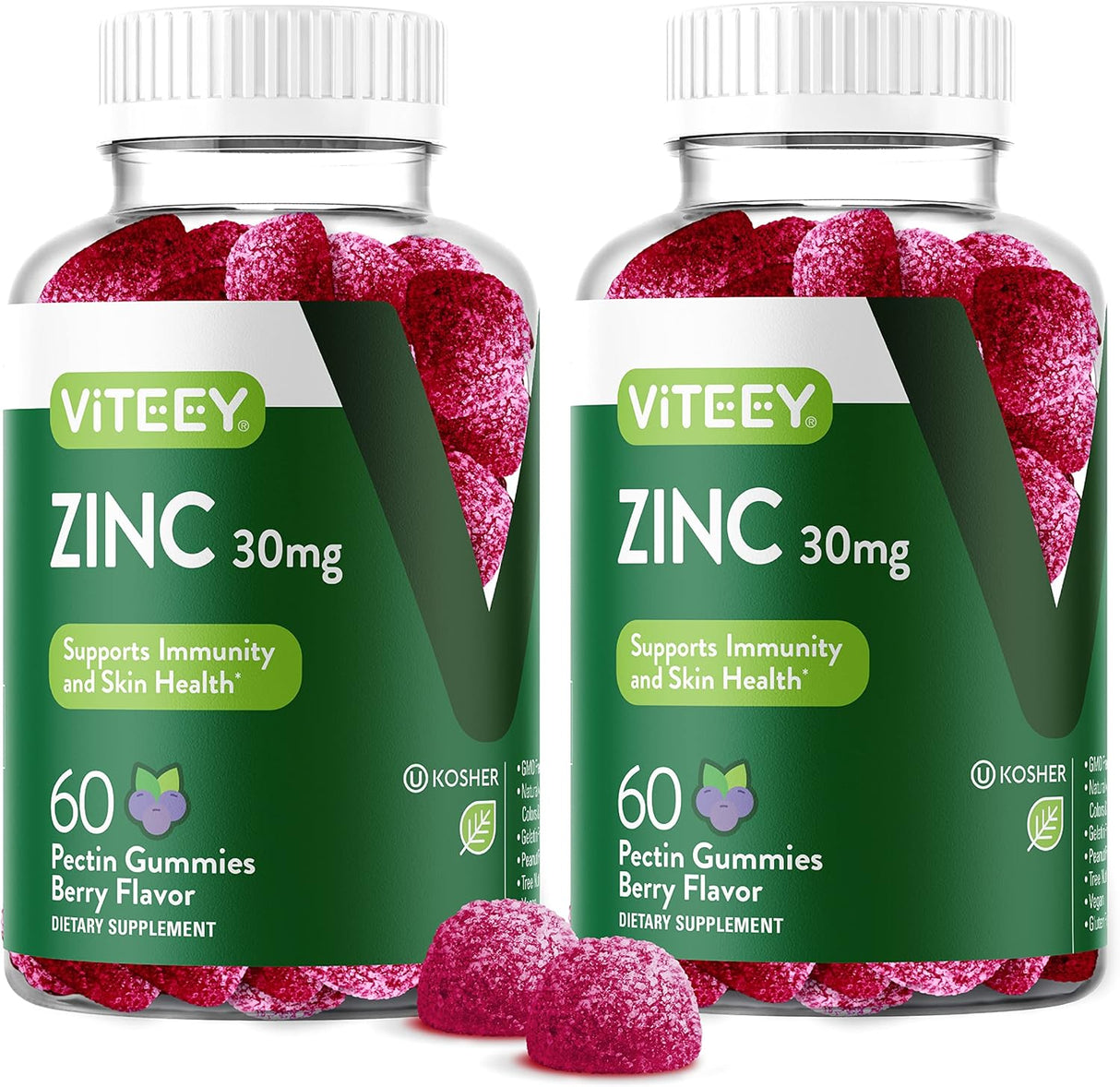 Suplementos Gomitas de zinc de 30 mg de 60 unidades 2 pack