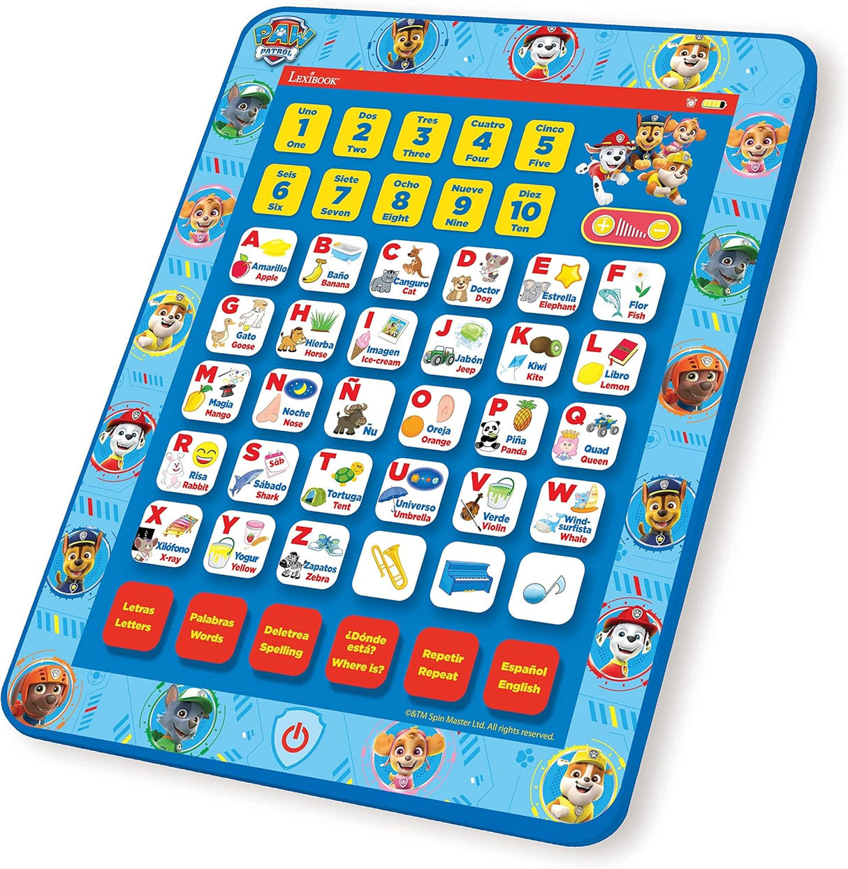 Tablet Interactiva Bilingüe Paw Patrol, Aprender Letras y Números, JCPAD002PAi2