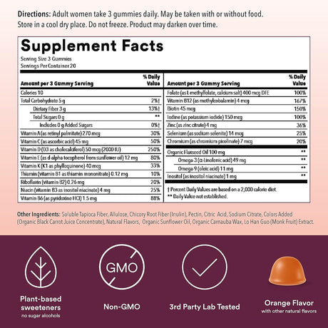 Suplemento vitaminas gomitas sin azúcar D3,K,B12,zinc Omega3