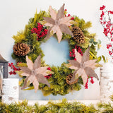 Flores Poinsettia Briful 12'' Artificiales para Decoraciones Navideñas