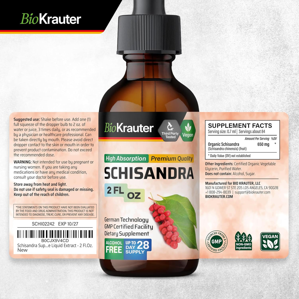 Gotas de Schisandra - Suplemento Natural - 2 Fl.Oz.