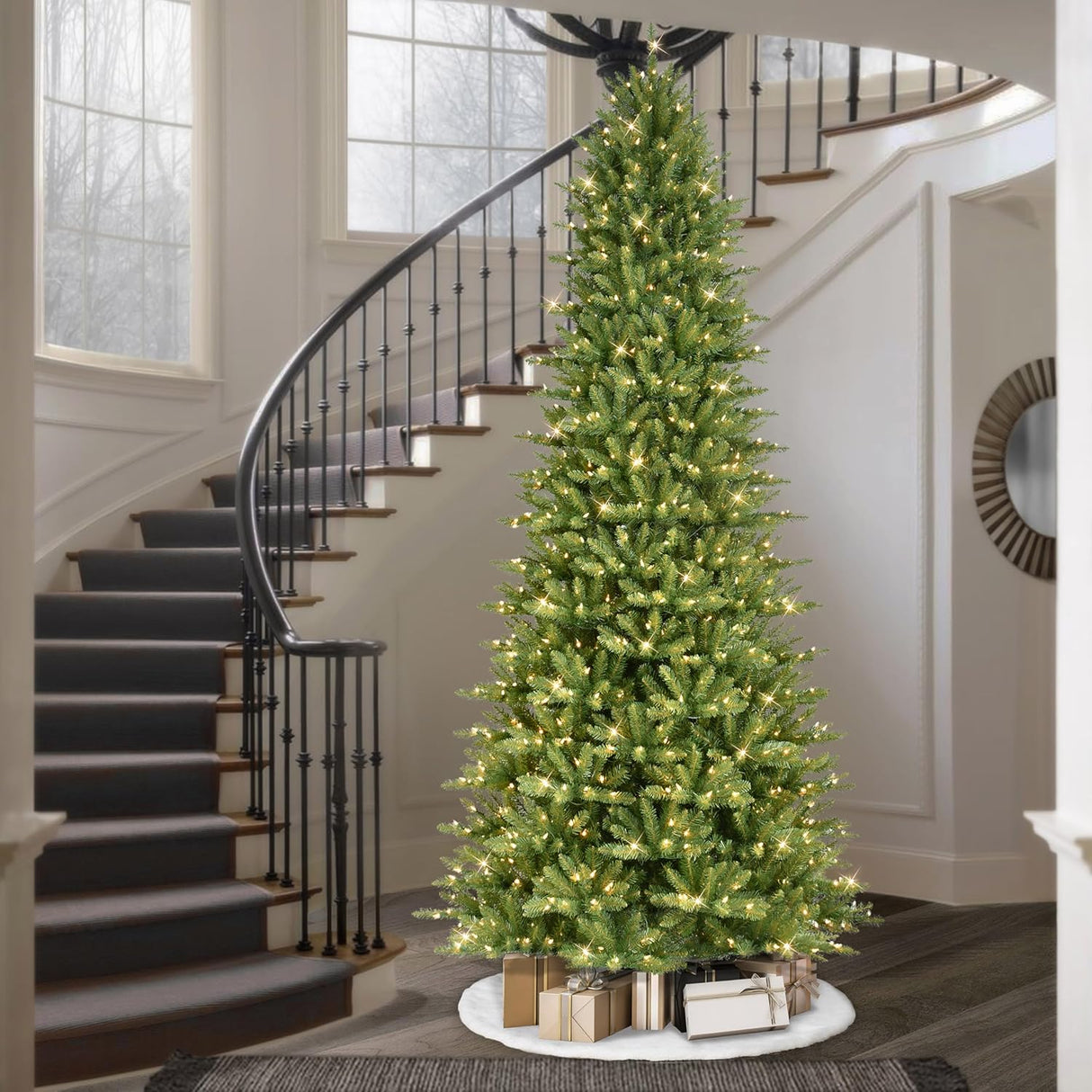 Árbol de Navidad Artificial Slim Fraser Fir Preiluminado 9 pies