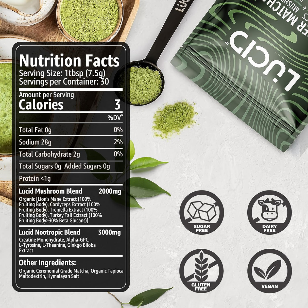 Superfood de Hongos Lucid Matcha - Enfoque y Salud Cerebral