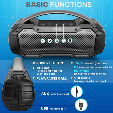 Parlante Portátil inalámbrico Bluetooth PYLE-HOME PCMPSB1BK