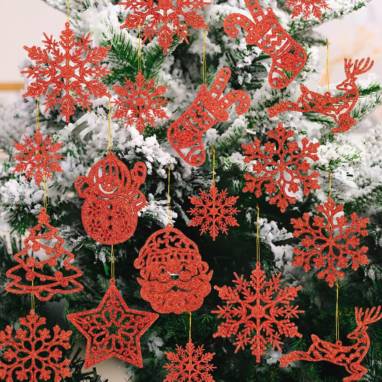 Adornos para árbol de Navidad - 42 piezas, invierno, 2023