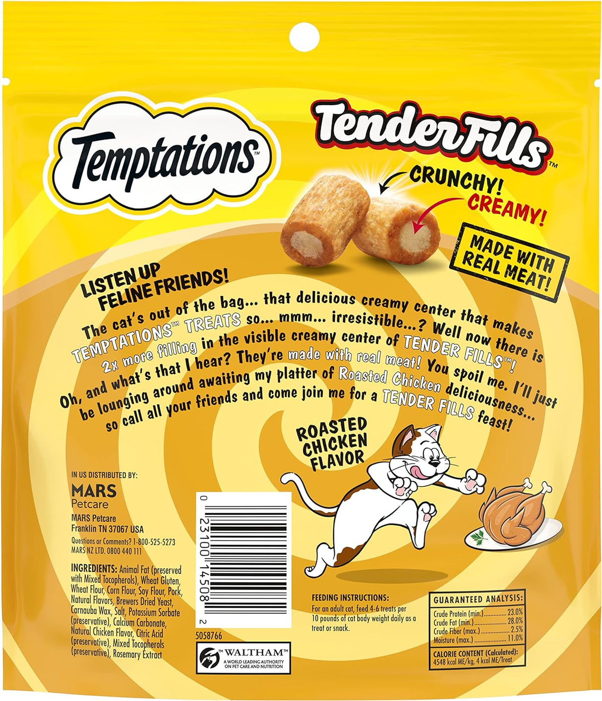 Golosinas crujientes y suaves para gatos, pollo asado