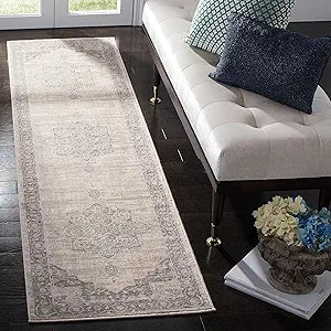 Runner de alfombra con diseño medallón, fácil cuidado, modelo BNT865B