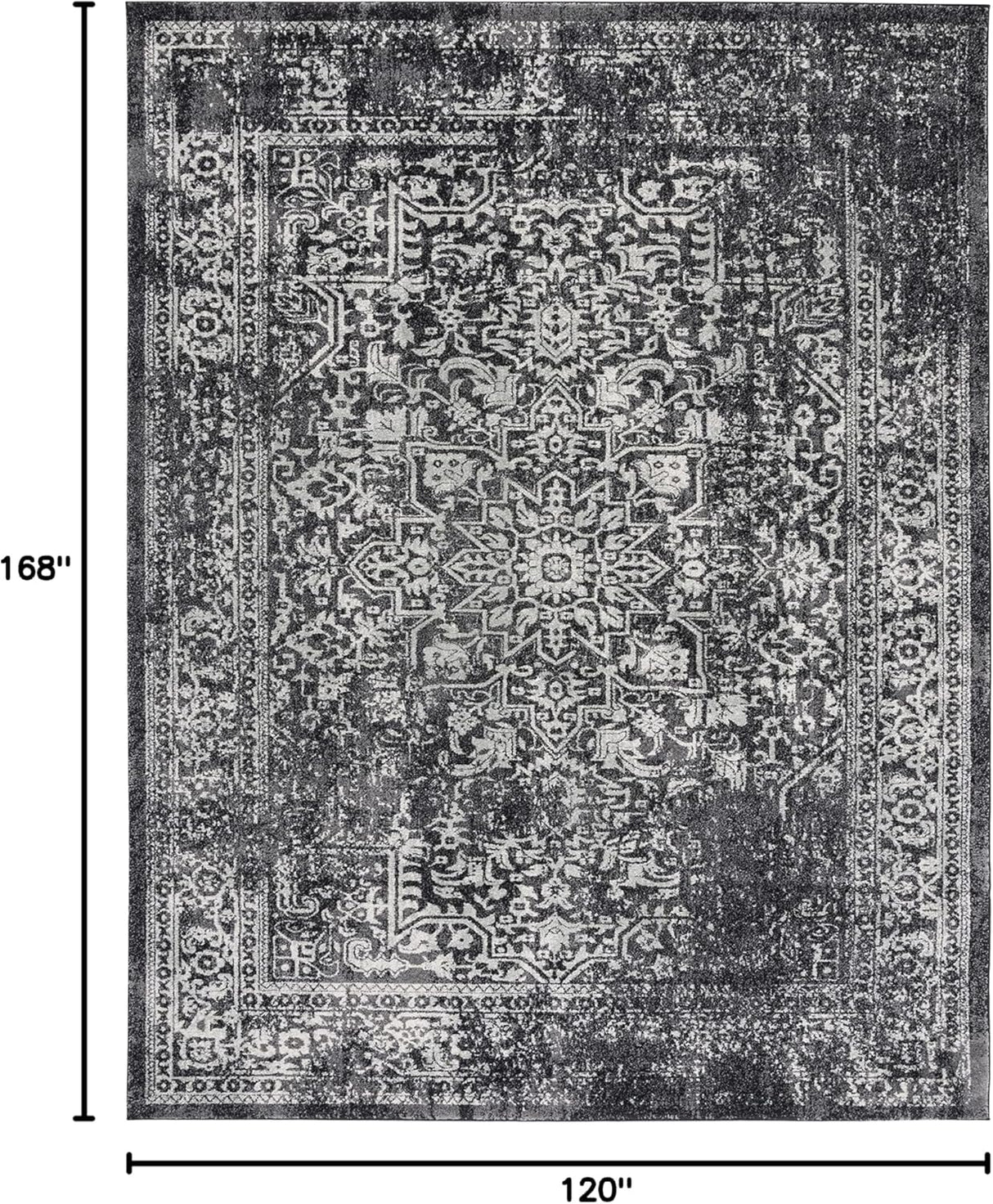 Alfombra de área - Diseño oriental desgastado, fácil cuidado, EVK256R