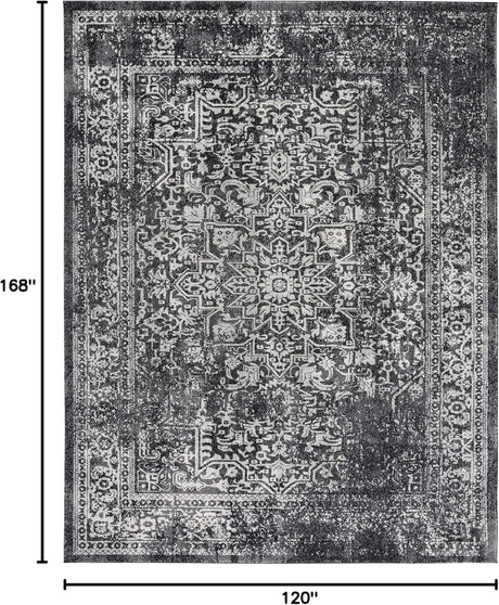 Alfombra de área - Diseño oriental desgastado, fácil cuidado, EVK256R