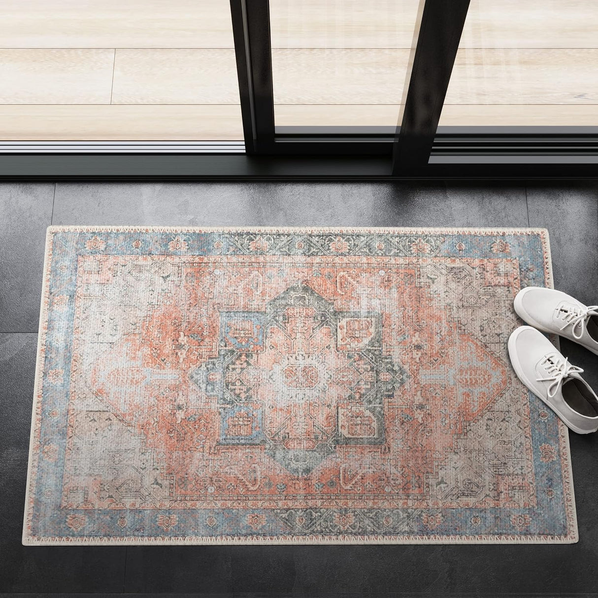 Alfombra Adiva Lavable 2x3 con Antideslizante, Vintage