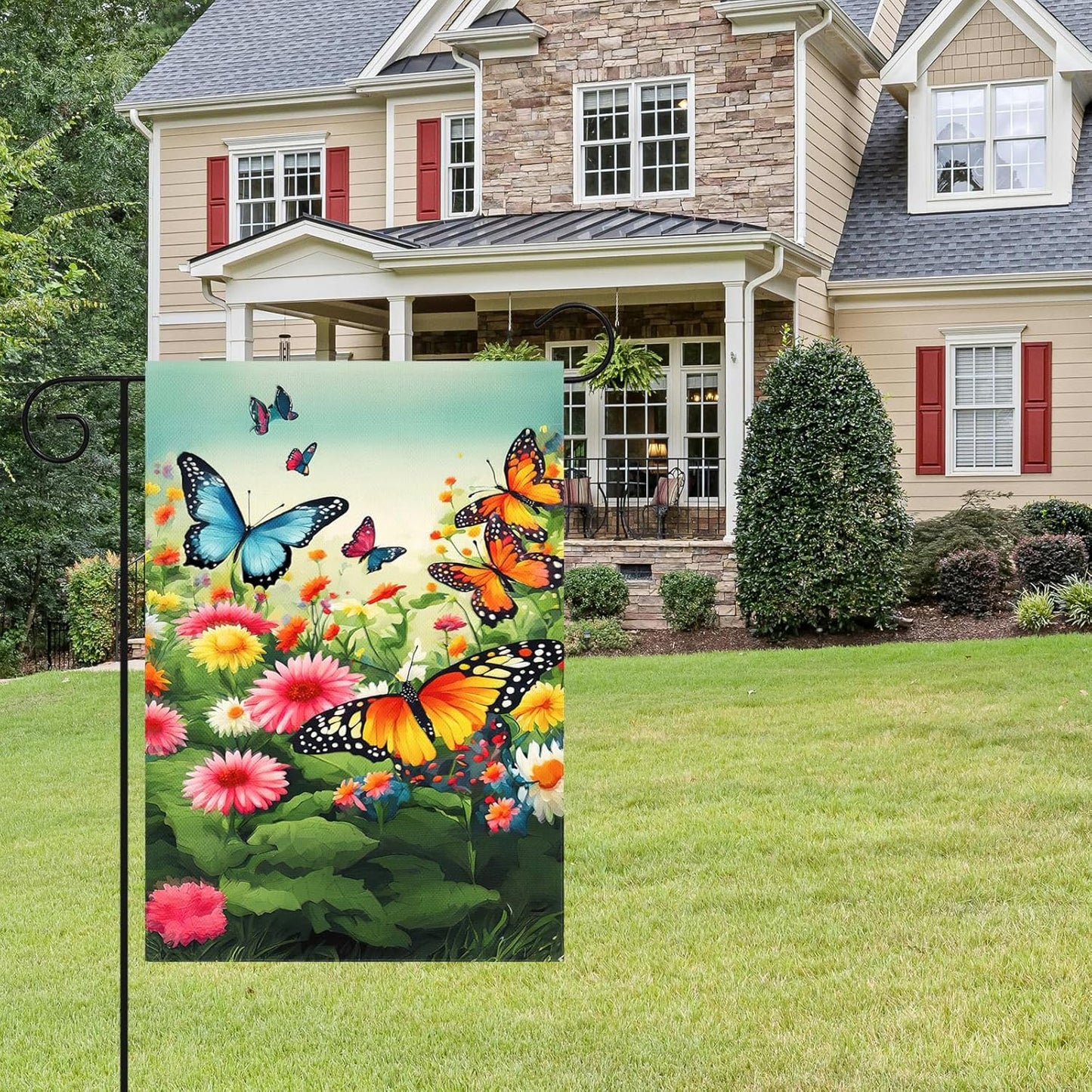 Bandera de Jardín de Girasoles y Mariposas, Modelo Butterfly-g01