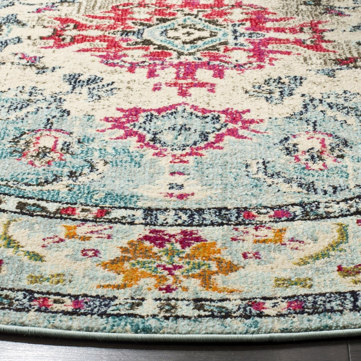 Alfombra Redonda Boho Chic Medallón Distressed MNC243J