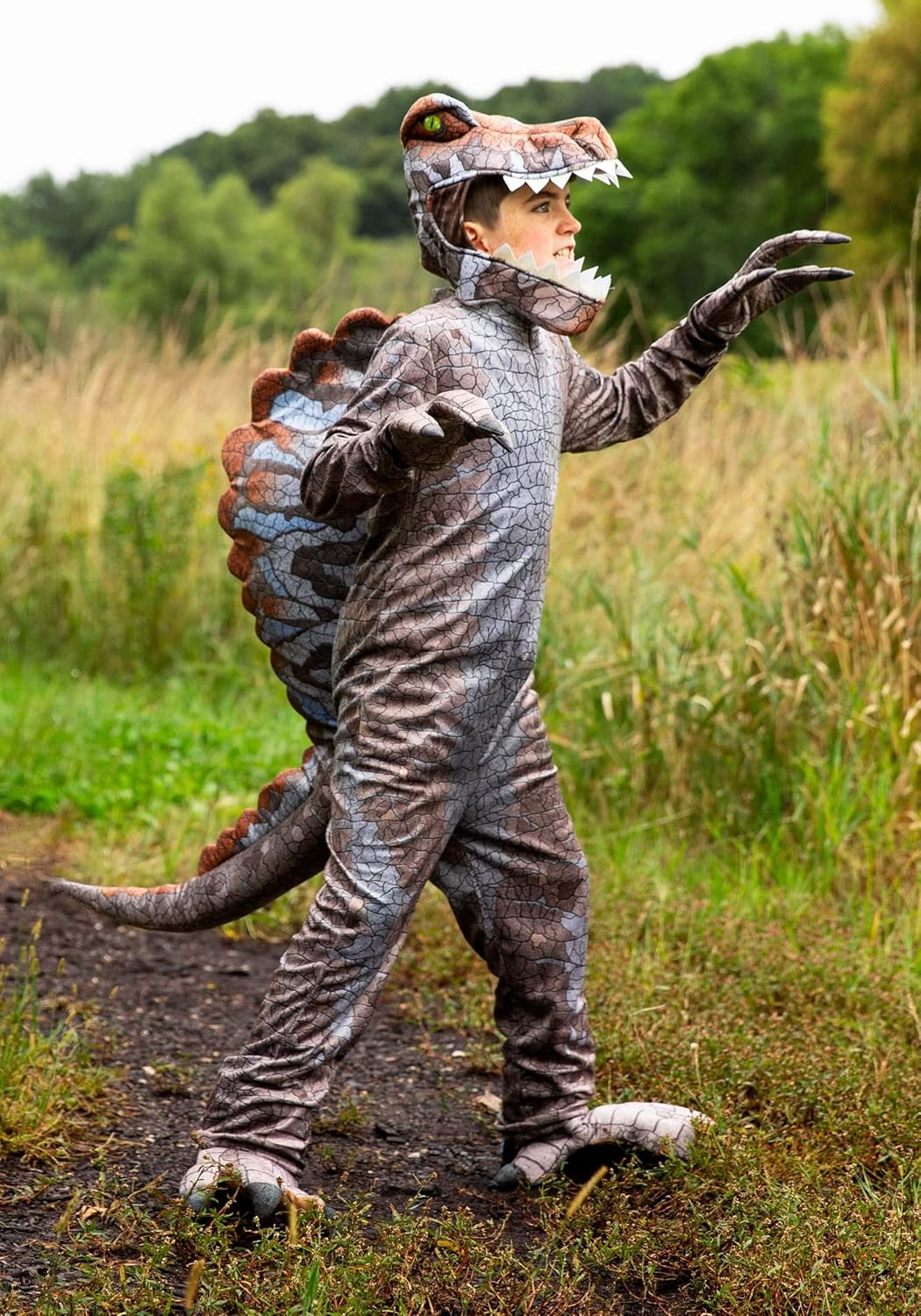 Disfraz de dinosaurio Spinosaurus para niños talla S gris