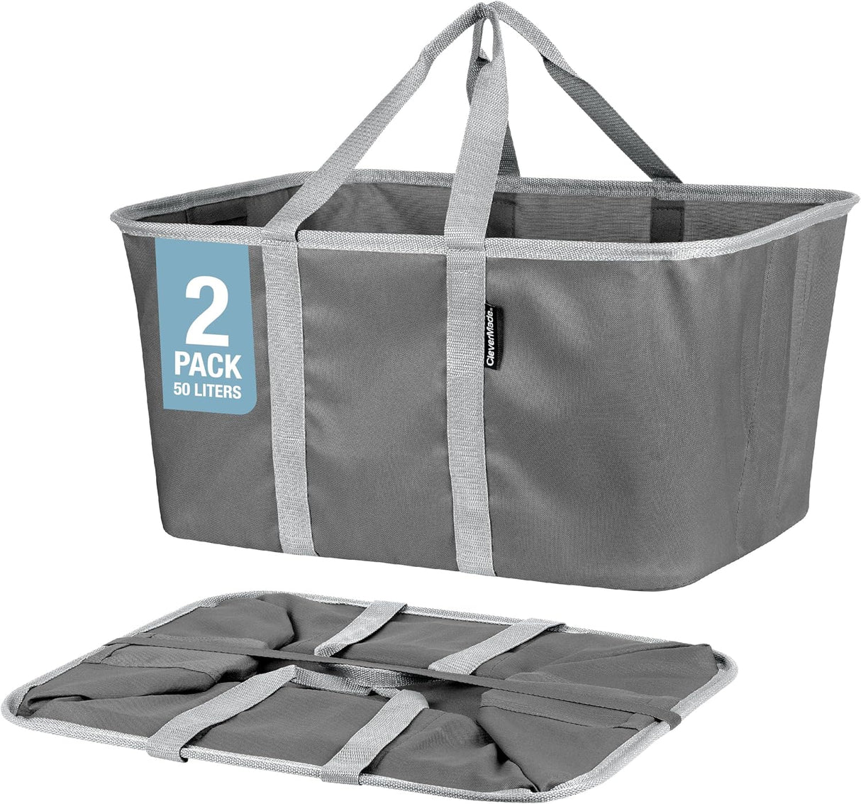 Cesta de lavandería CleverMade 50L, colapsable y resistente