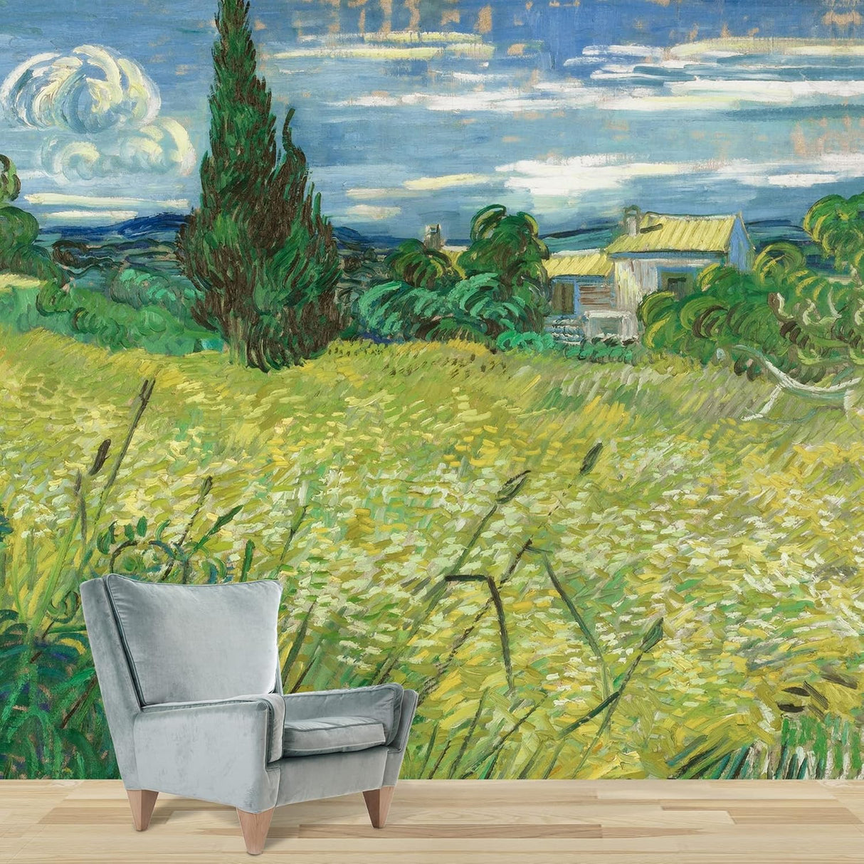 Murales de pared para dormitorio noche estrellada de VanGogh, pinturas famosas, papel tapiz extraíble grande, calcomanías de pared para despegar y pegar, 100 x 144 pulgadas