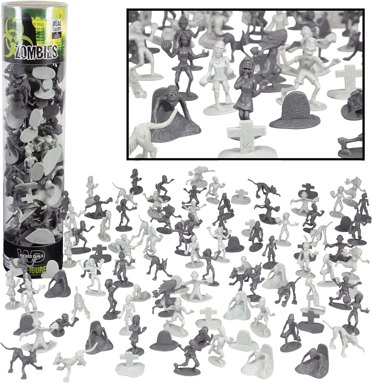 Figuras de Acción Zombie - Cubo de 100 Zombies, 14 Diseños Únicos