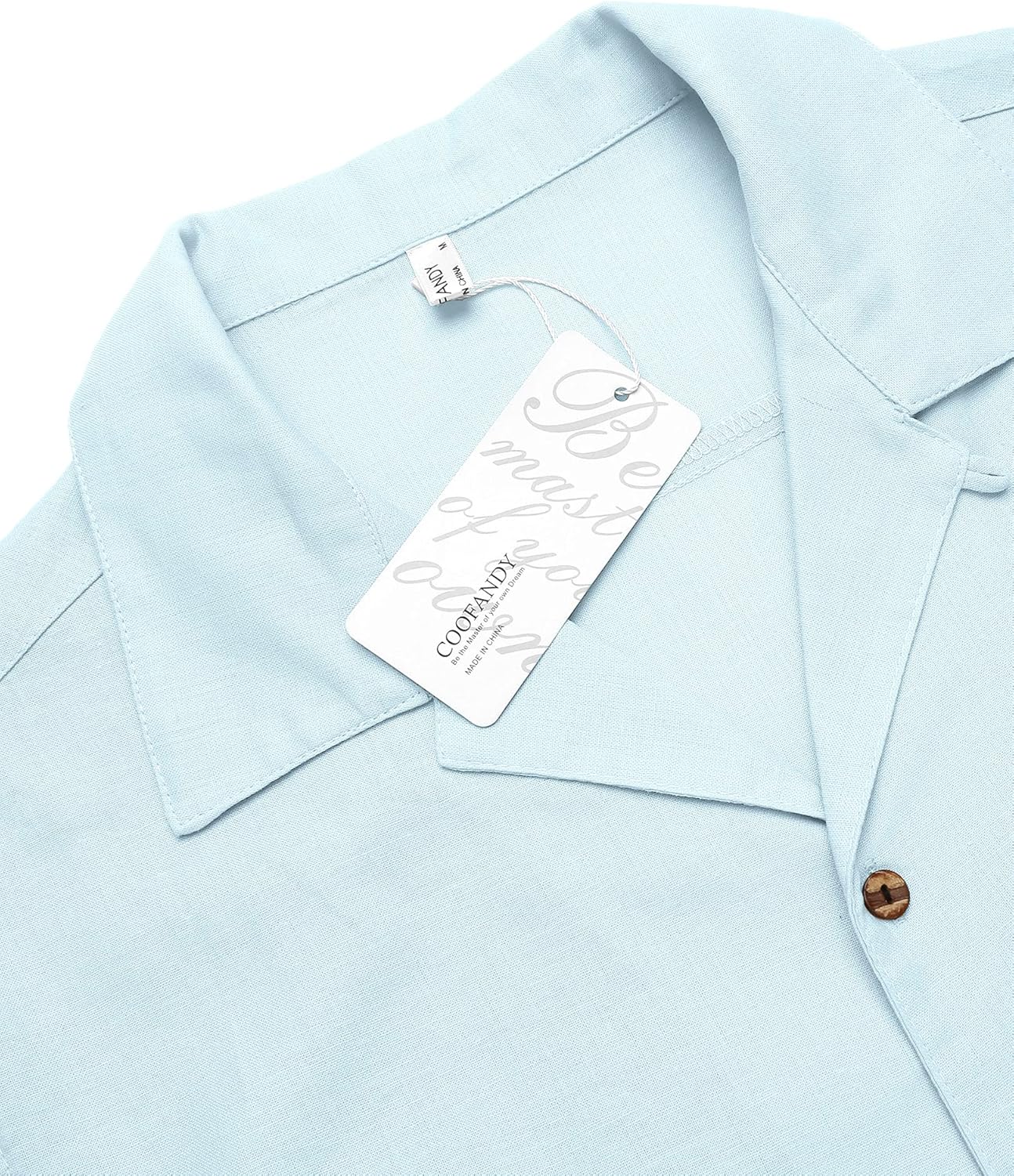 Camisas Azul Talla: M con botones para hombre COOFANDY