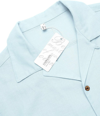 Camisas Azul Talla: M con botones para hombre COOFANDY