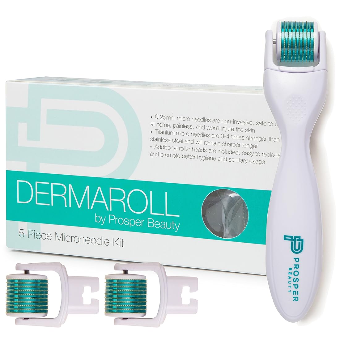 Kit de 5 piezas rodillo facial con 3 cabezales extra