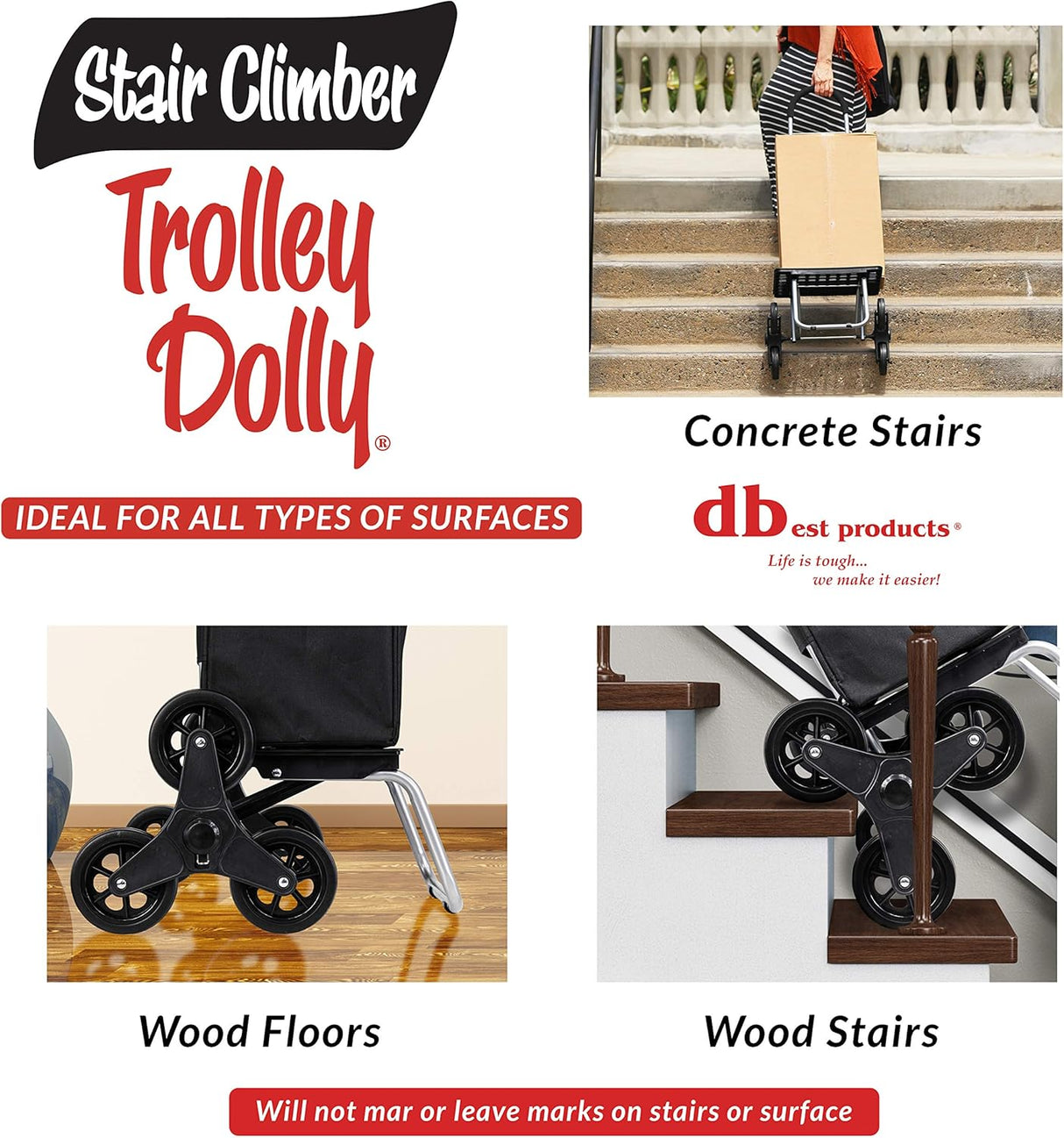 Carretilla Escalera Dolly Trolley, Plegable, 3 Ruedas, Modelo 2023