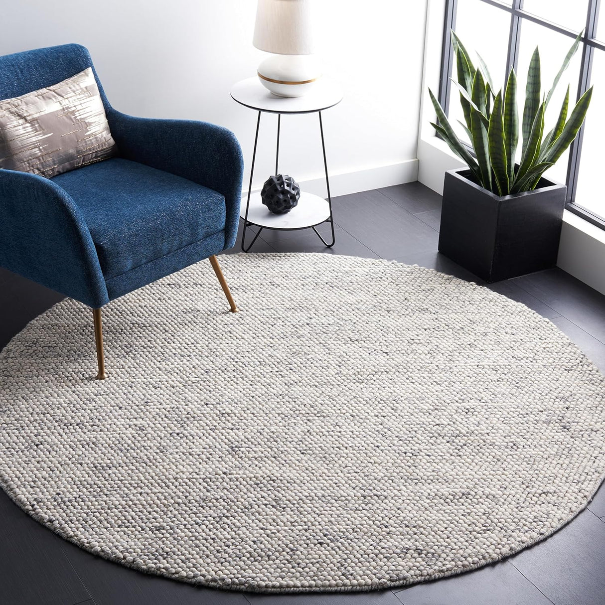 Alfombra Redonda de Lana Texturizada - Ideal para Sala, NAT620G-4R