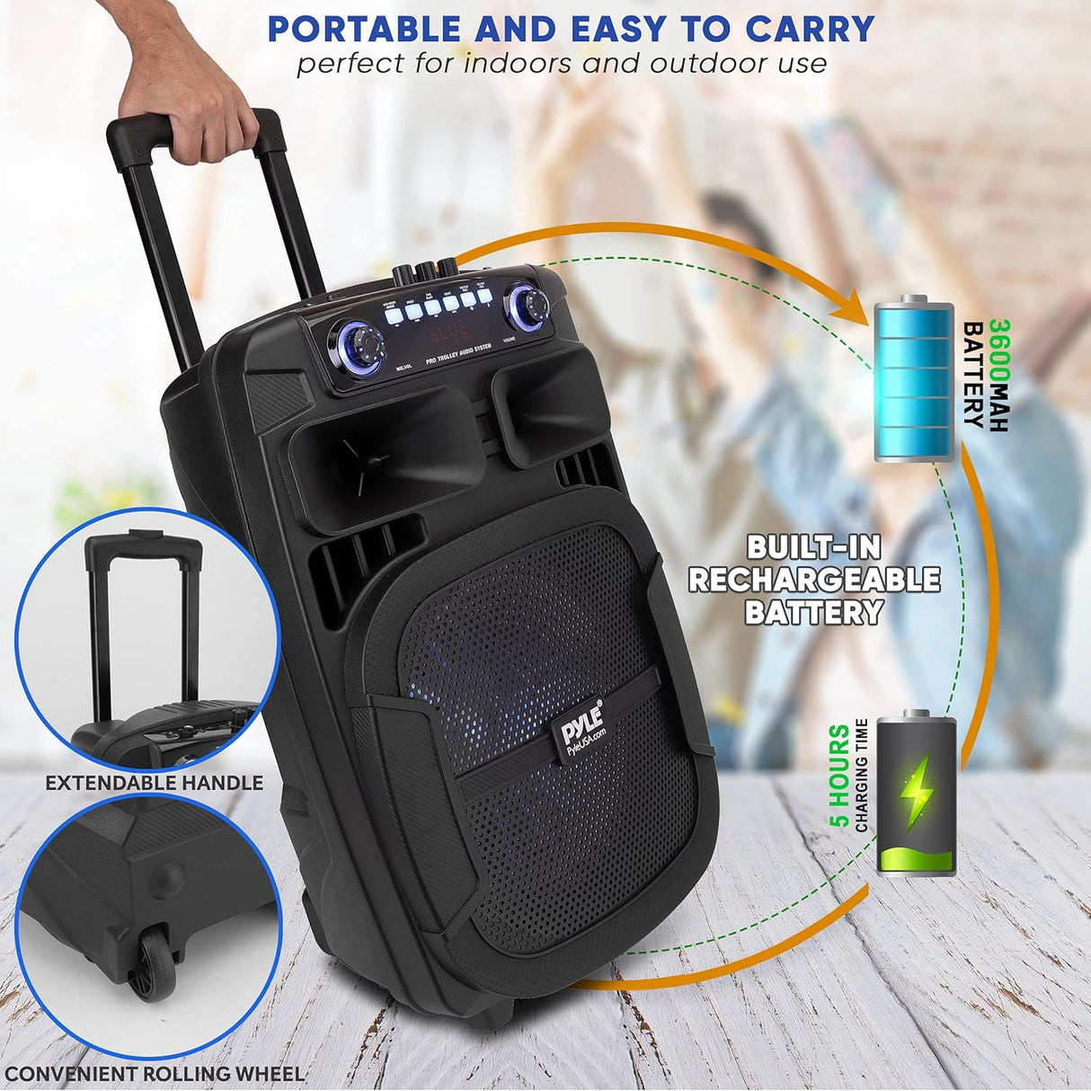 Parlante Portátilde altavoces Bluetooth PYLE-PRO PPHP128B