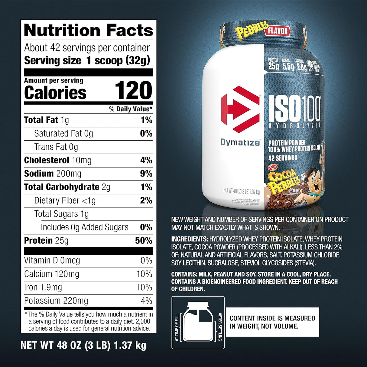 Suplemento Dymatize Proteína hidrolizada ISO100 3 libras