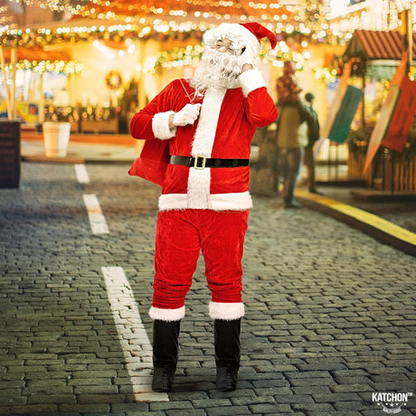 Traje de Papá Noel de terciopelo para adultos Talla L 10 pza