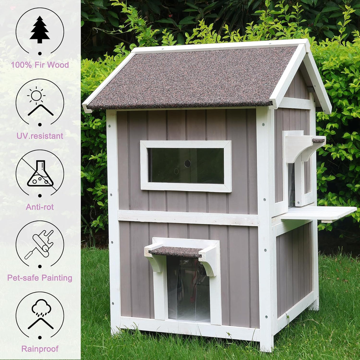 Casa para Gatos Fera, HiCaptain, Exterior, 2 Pisos, Grande