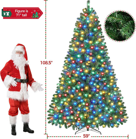 Árbol de Navidad artificial Yaheetech 9ft con luces LED 850