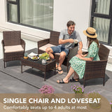 Devoko - Juego de 4 muebles de patio para porche (mimbre, mimbre, polietileno), color beige