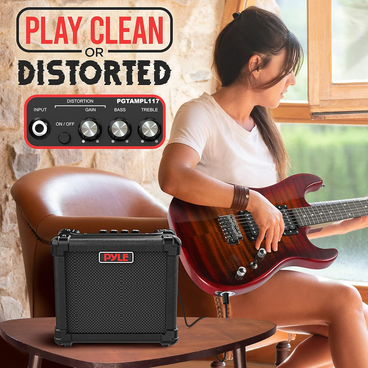 Amplificador mini de guitarra eléctrica PYLE-PRO PGTAMPL117