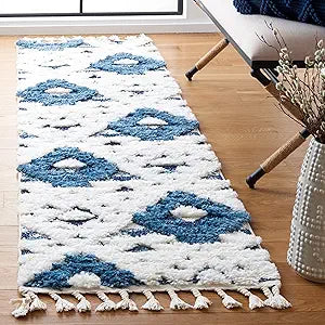 Alfombra Runner Shag Marroquí con Borlas, Diseño Boho, MTS688M-210
