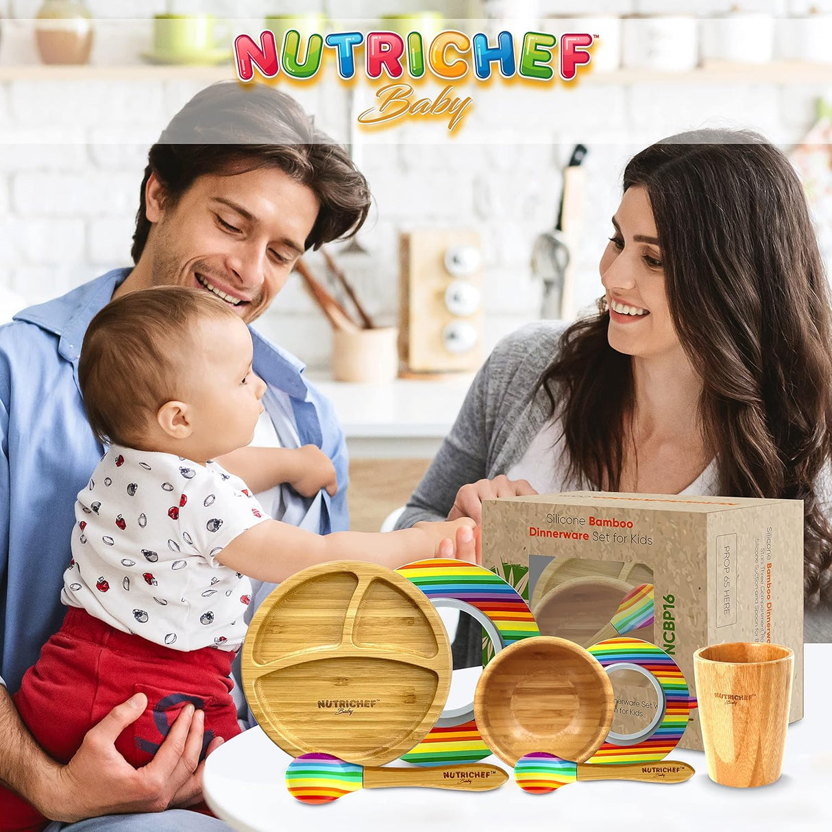 Juego de vajilla de bambú para bebé NutriChef NCBPS16