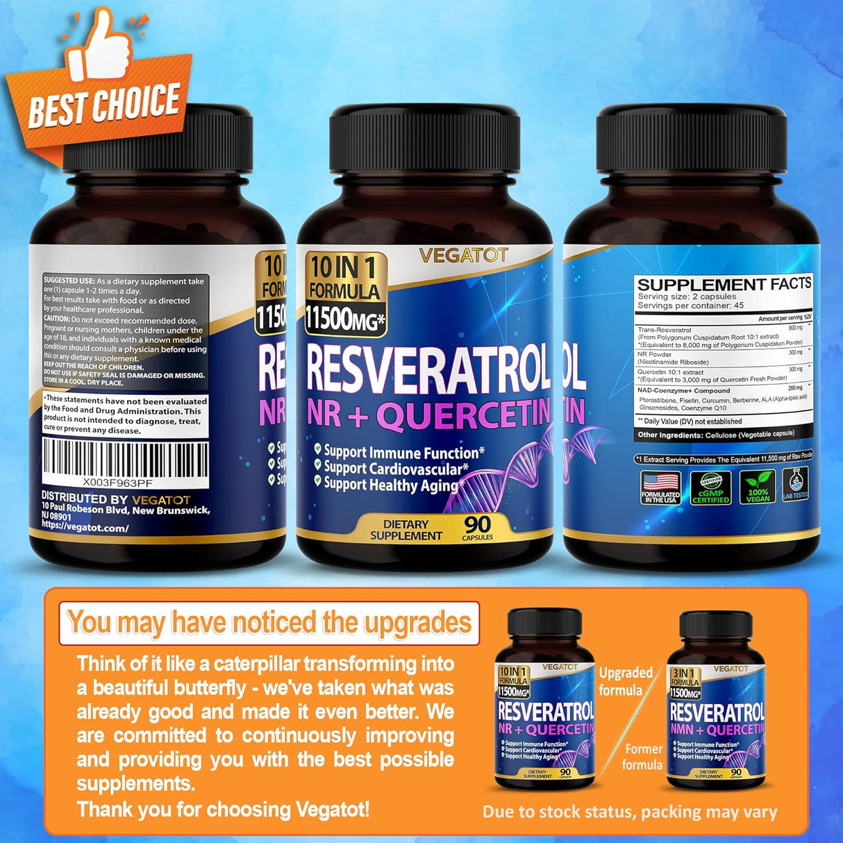 Suplemento Resveratrol de alta resistencia con quercetina