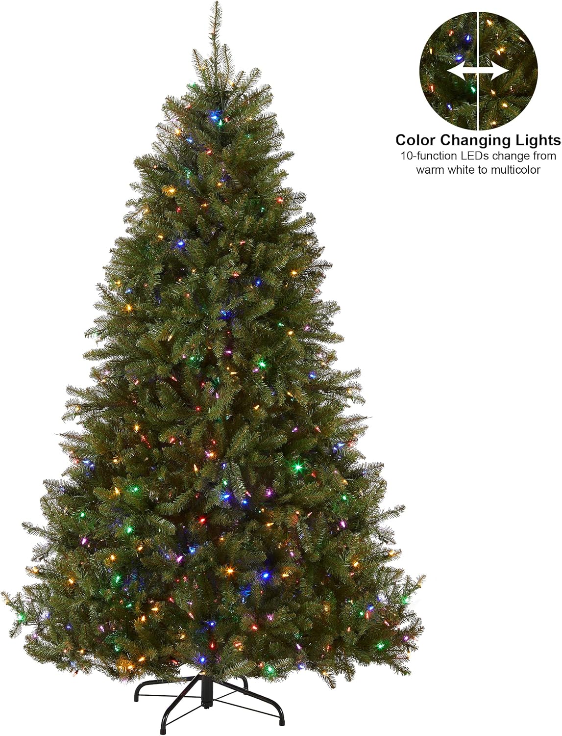 Árbol de Navidad artificial preiluminado, luces LED de doble color