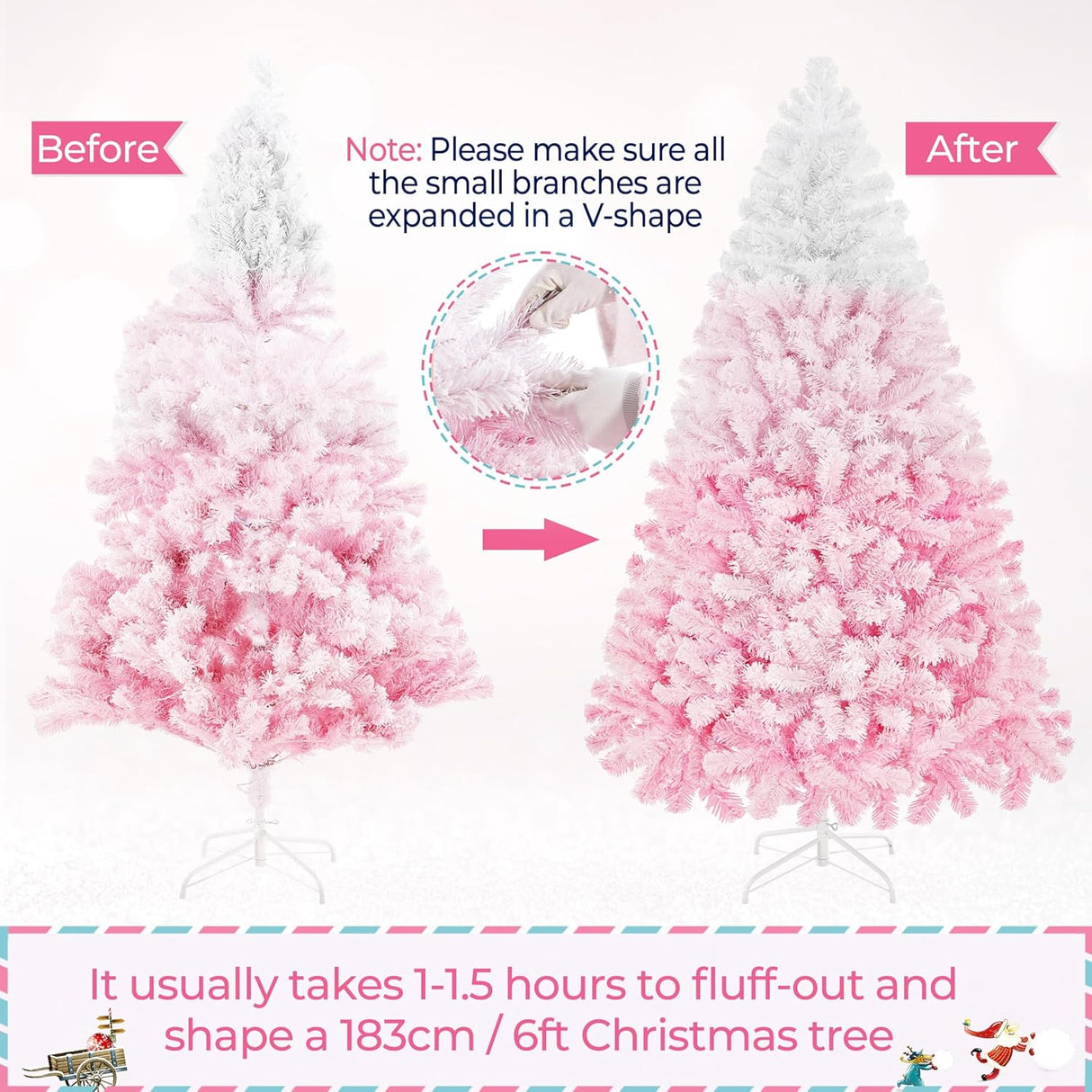 Árbol de Navidad artificial de 6 pies, preiluminado y nevado