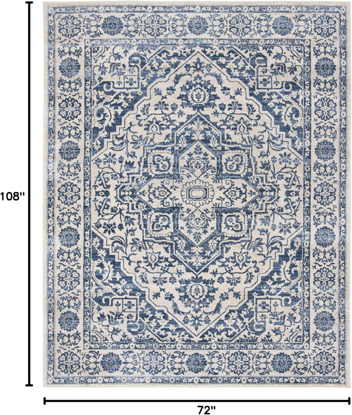 Alfombra de Área Medallón Desgastado, Fácil Cuidado, BNT832M