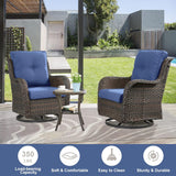 Belord Sofá seccional de muebles de exterior, sofá en forma de L, juego de mimbre para patio con 2 sillas deslizantes giratorias, juegos de conversación de ratán de 10 piezas con cojín azul para terraza, patio trasero, terraza y terraza