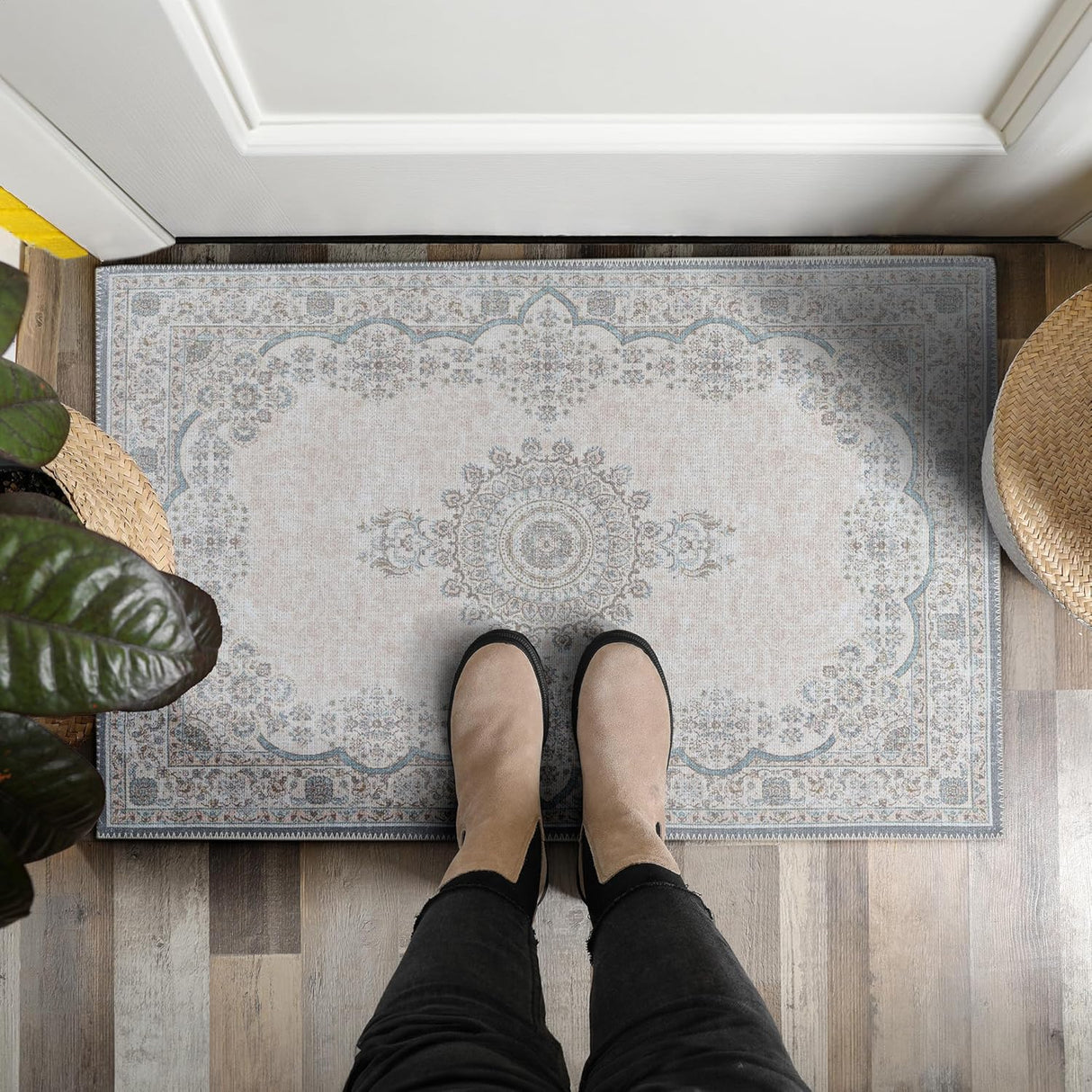 Alfombra Adiva Lavable a Máquina 2x3 Antideslizante Vintage