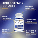 Research Verified CoQ10 Suplemento de 300mg, Absorción Mejorada