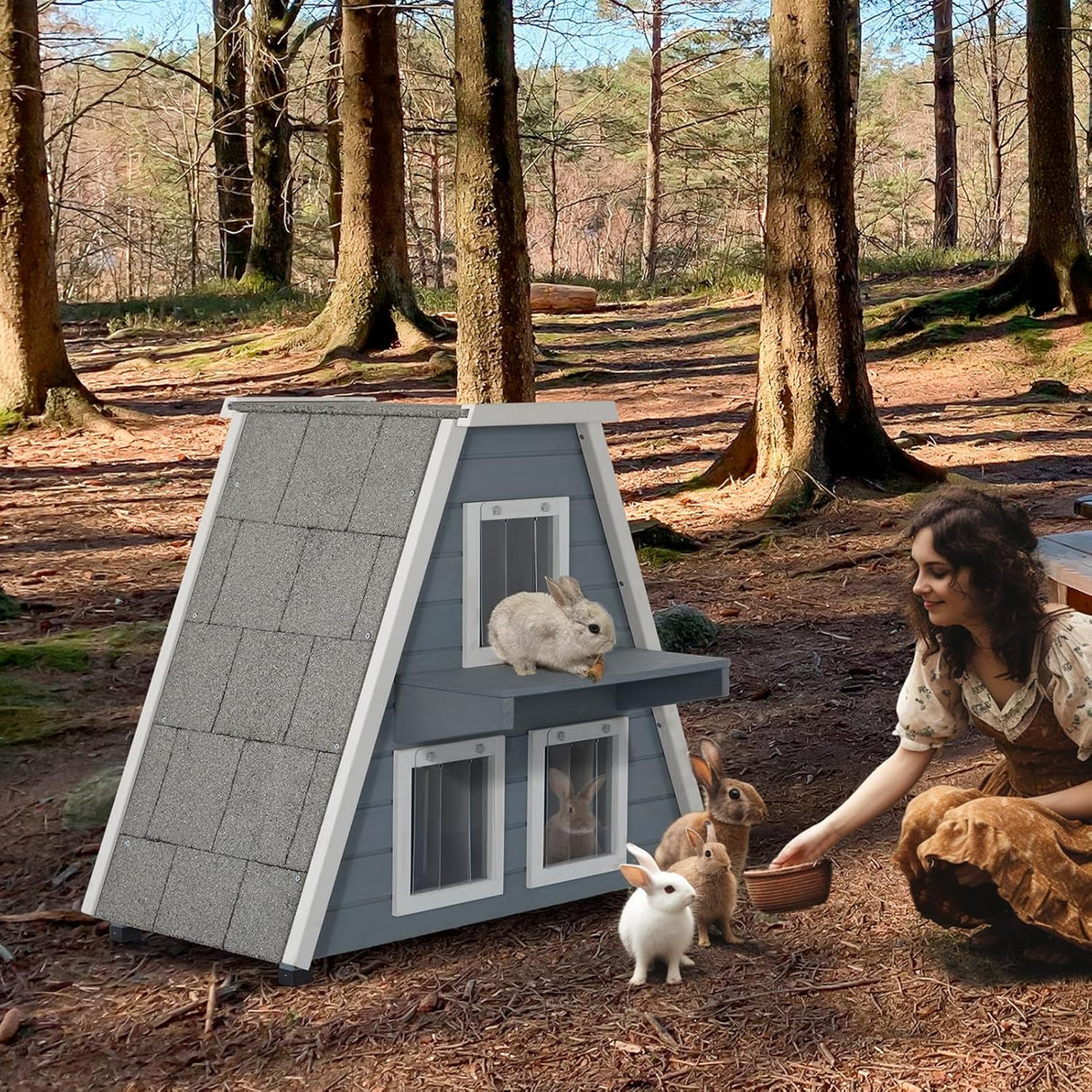 Casa para gatos al aire libre resistente color gris